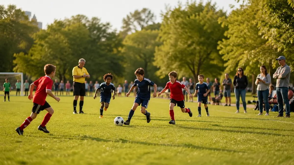 Kids playing Toronto High Park soccer game